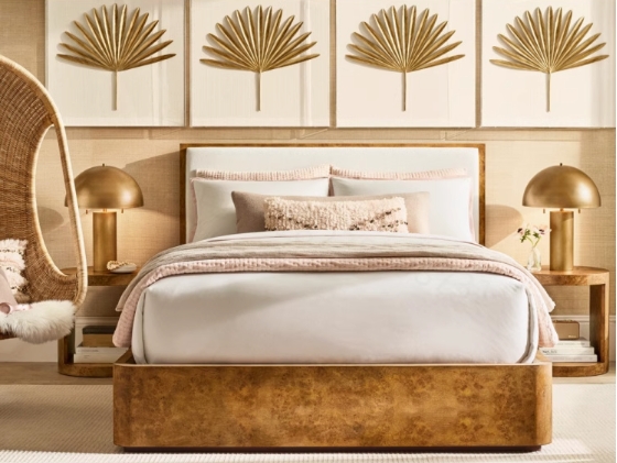 Luxury Burl Wood Round Bedside Table Luxus Burl Holz runder Nachttisch