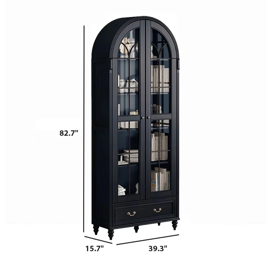 Arch - shaped Glass - door Bookcase Bogen - geformtes Glas - Türbuchregal