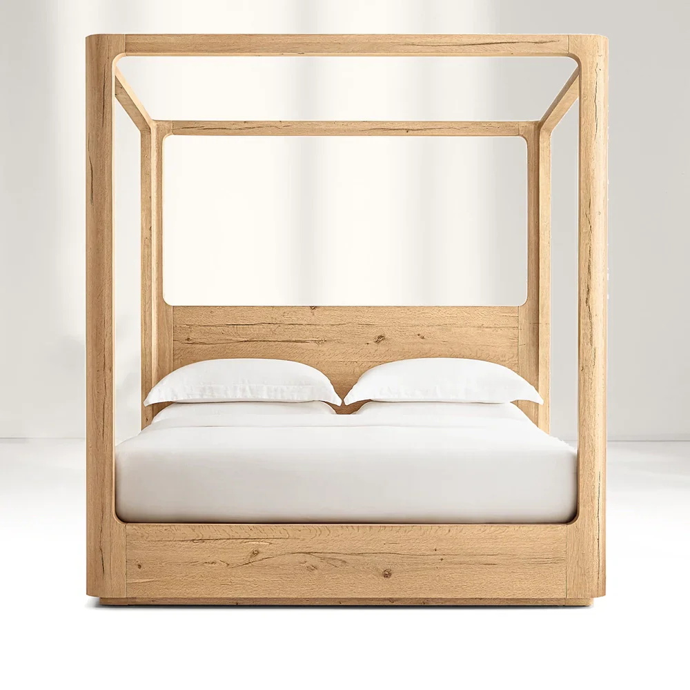 Moderner minimalistischer Stil Massivholz-Vier-Hope-Bett