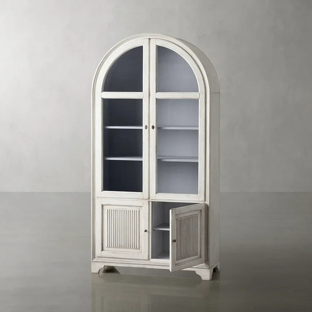 Weiße Eiche Serenity Arc Glass Cabinet