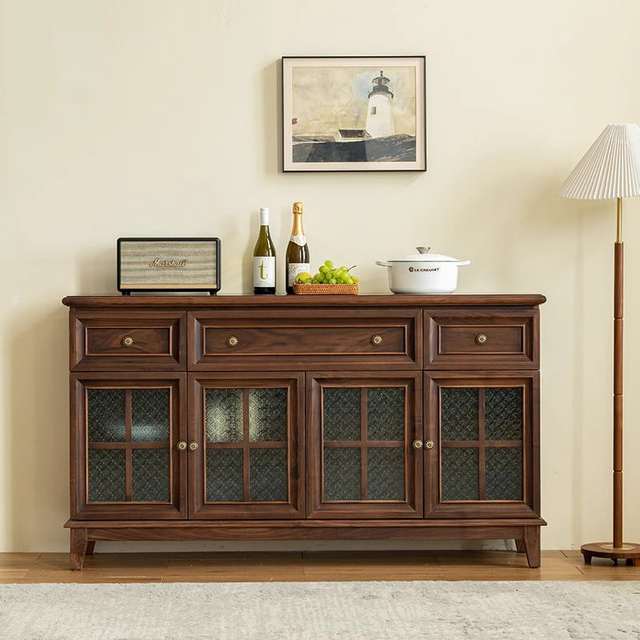 Schwarzes Walnuss -Massivholz -Sideboard