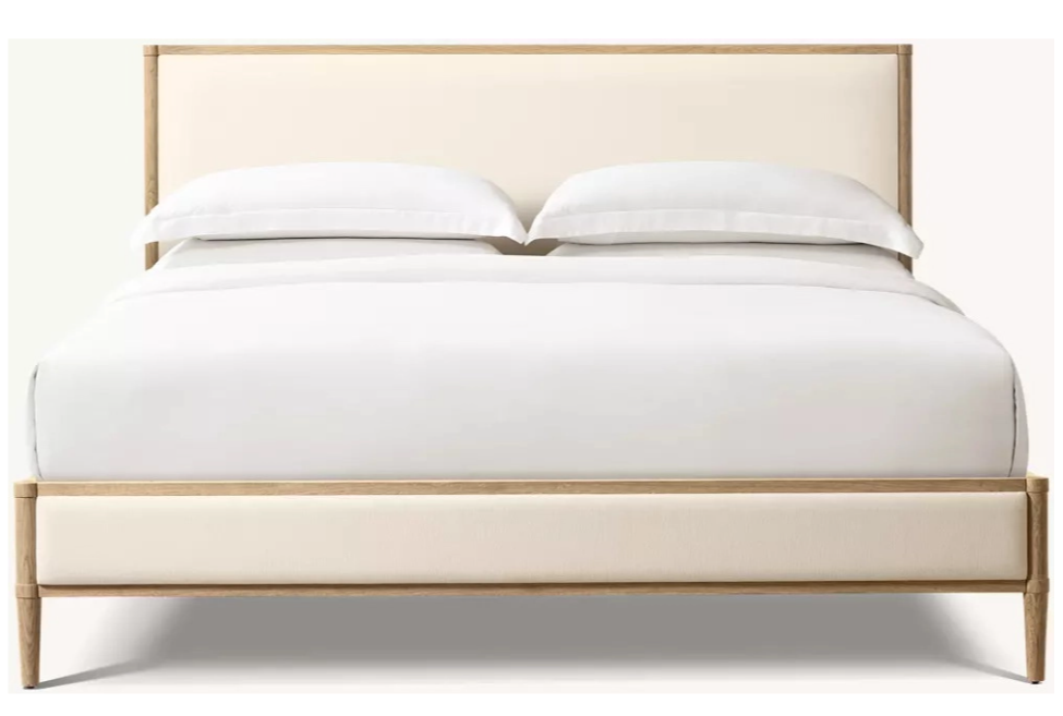 Stoffgepolstertes Massivholzbett f&uuml;r Schlafzimmer