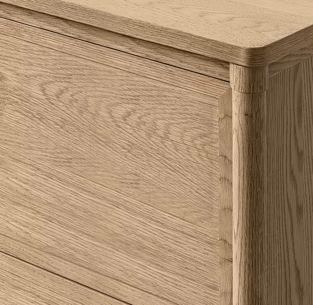 Schminktisch mit fünf Schubladen aus weißem Eichenfurnier