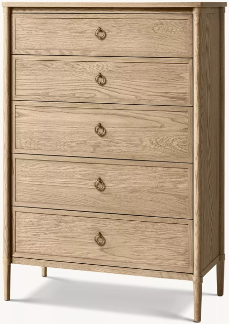 Schminktisch mit fünf Schubladen aus weißem Eichenfurnier