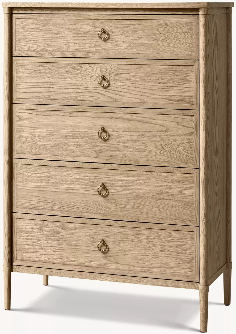 Schminktisch mit fünf Schubladen aus weißem Eichenfurnier