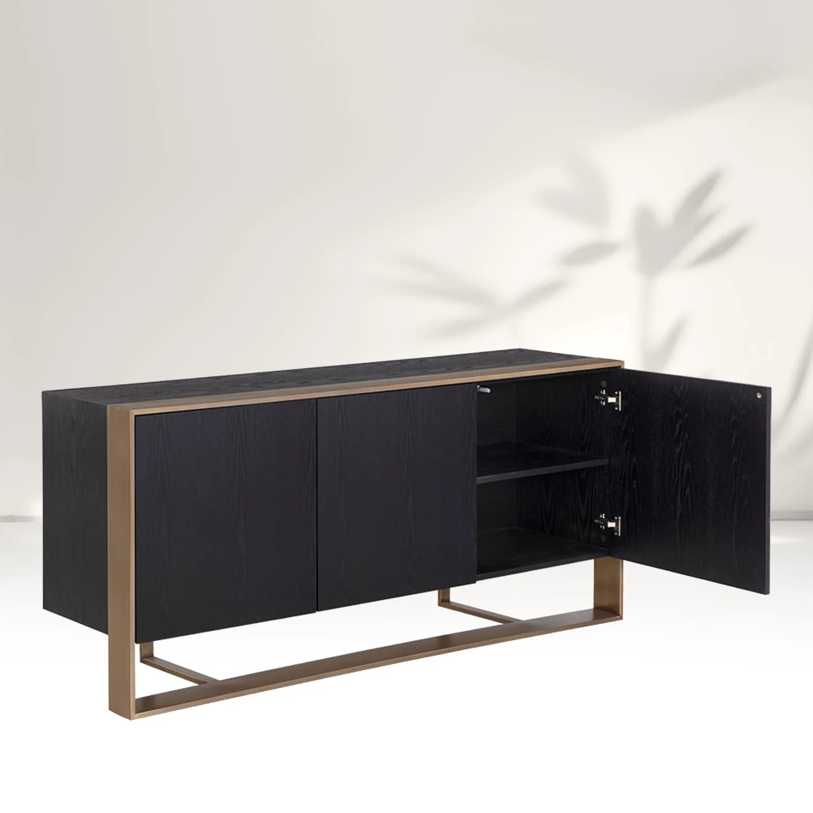Modernes Metall mit massivem Holz Sideboard
