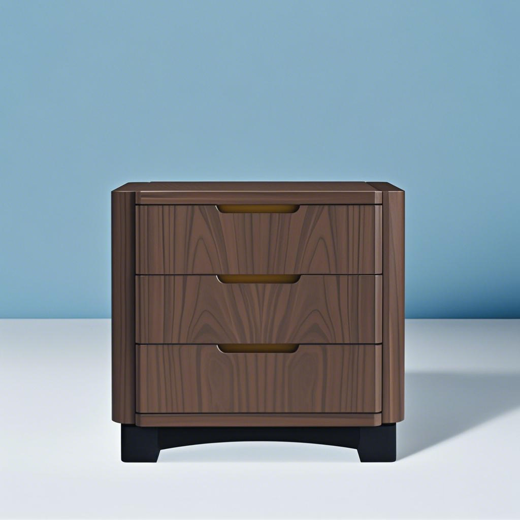 Eiche Walnussfarbene Drei-Drawer-Nachttisch