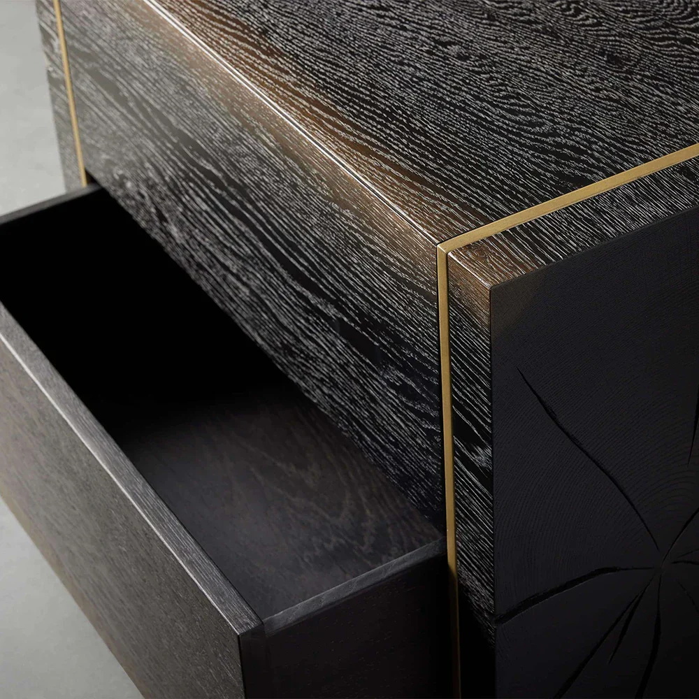 Zwei - Schublade stilvoller dunkler Holz Nachttisch