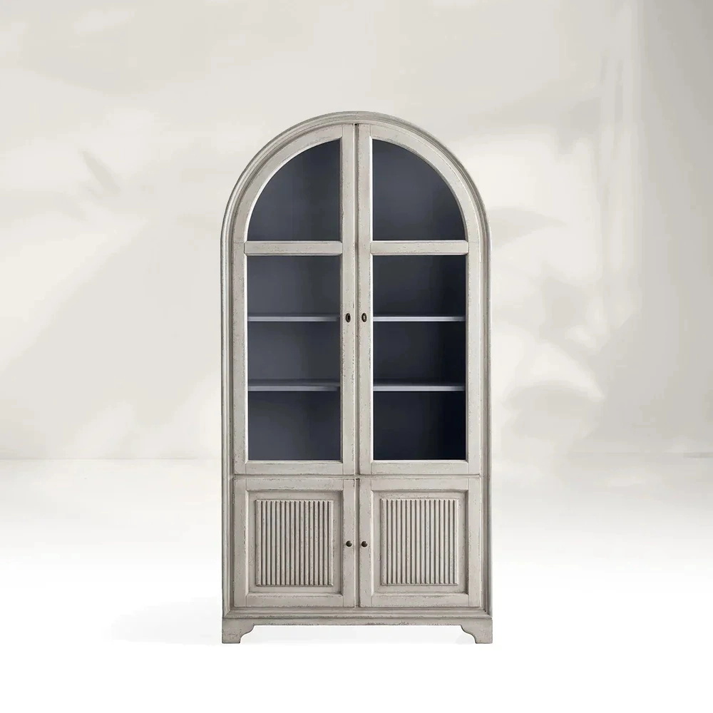 Wei&szlig;e Eiche Serenity Arc Glass Cabinet
