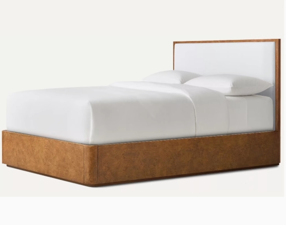 Baumrinde Finish Matt weiße Eiche Massivholz Panel Bett