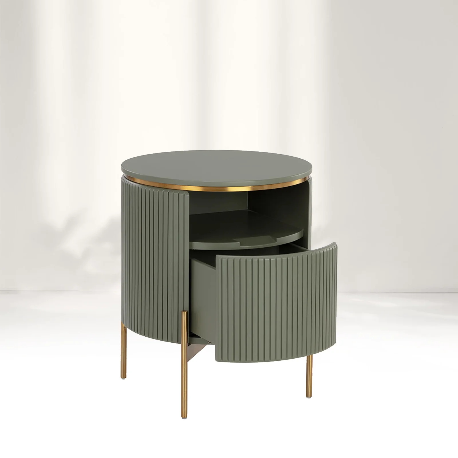  Vertikal - gestreifte runde Sideboard