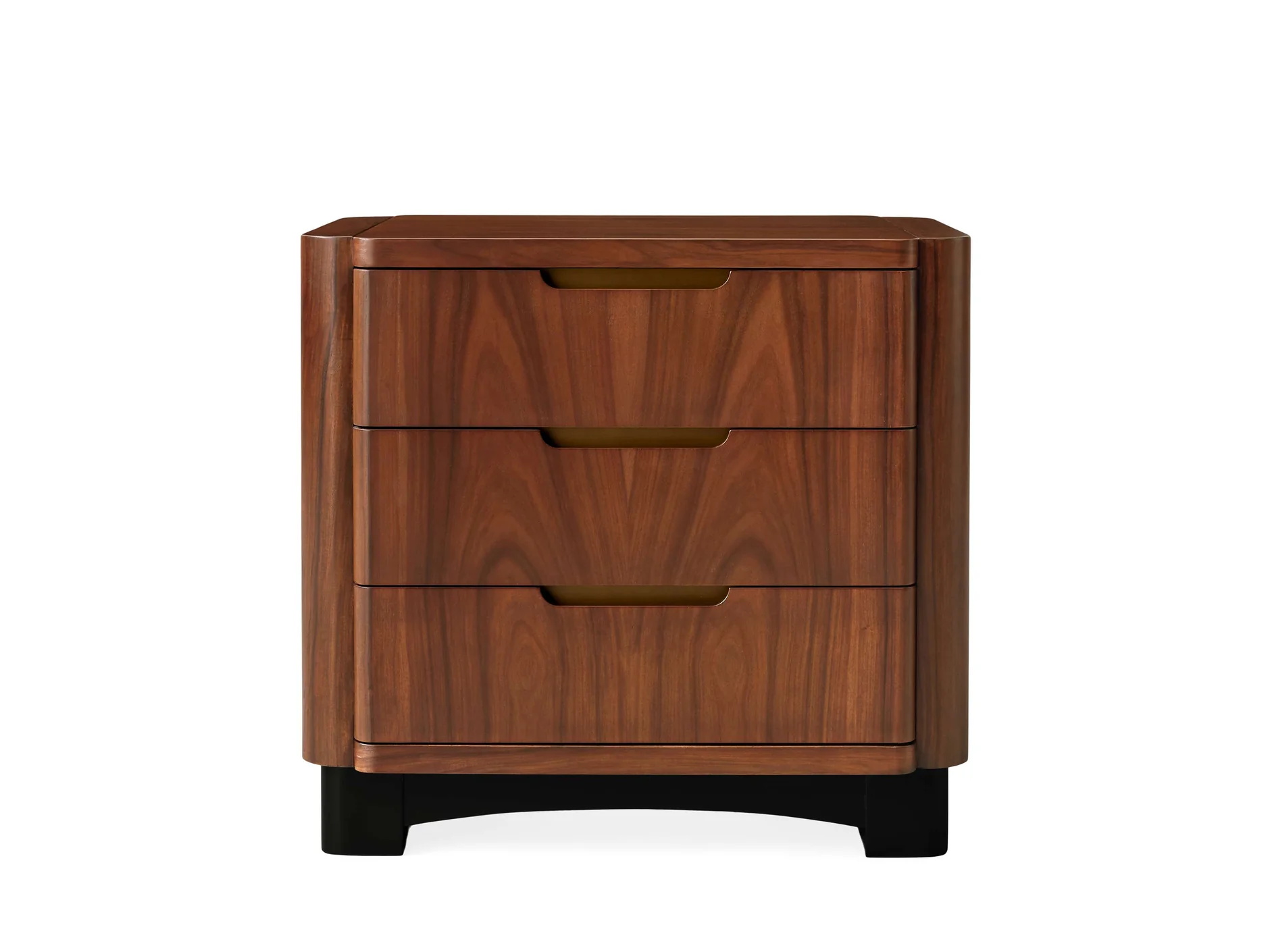 Eiche Walnussfarbene Drei-Drawer-Nachttisch