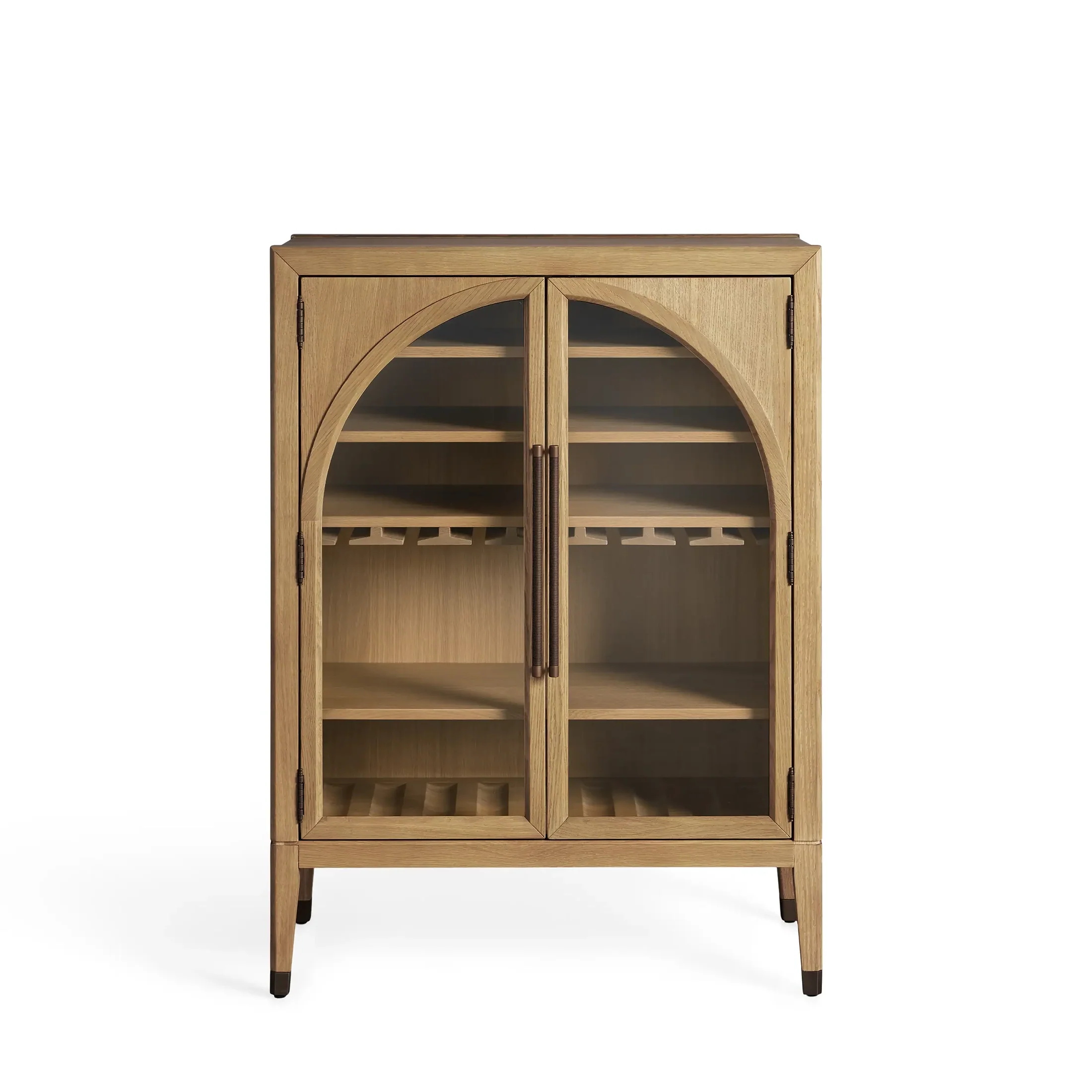 Holzschrank mit Bogen - Top -Glasscheiben 