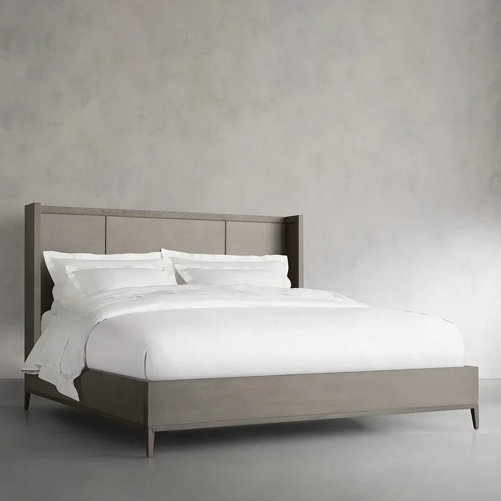 Vertikal - Graubett mit Tafel Kopfteil