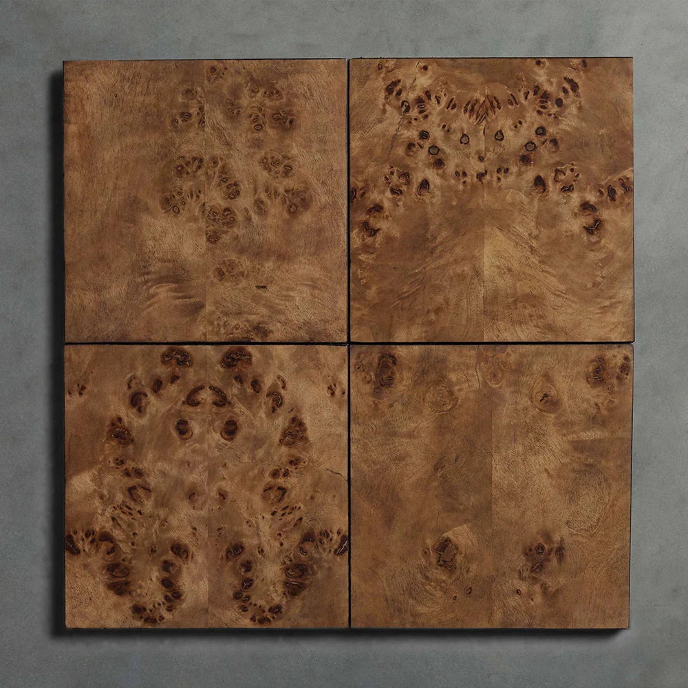 Luxus Burl Holz und Leder Nachttisch