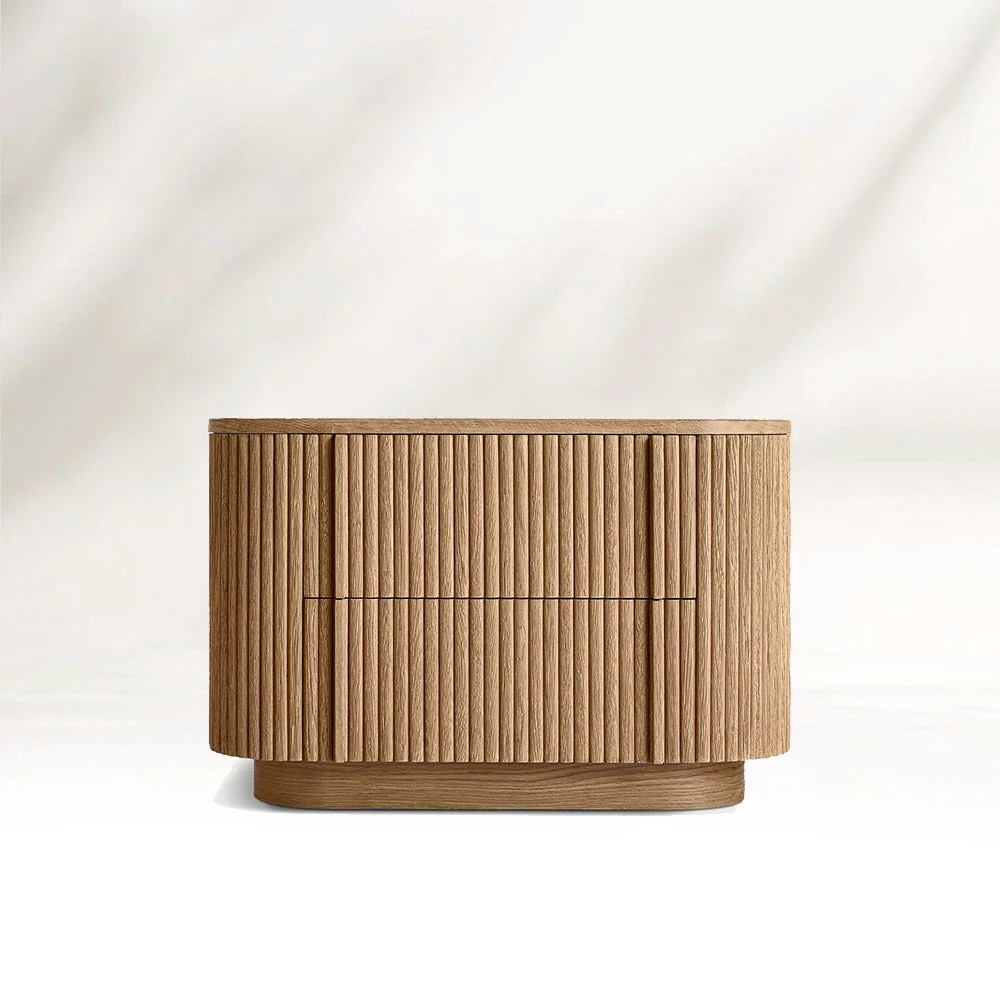 Vertikal - gestreifte gekrümmte Nachttisch