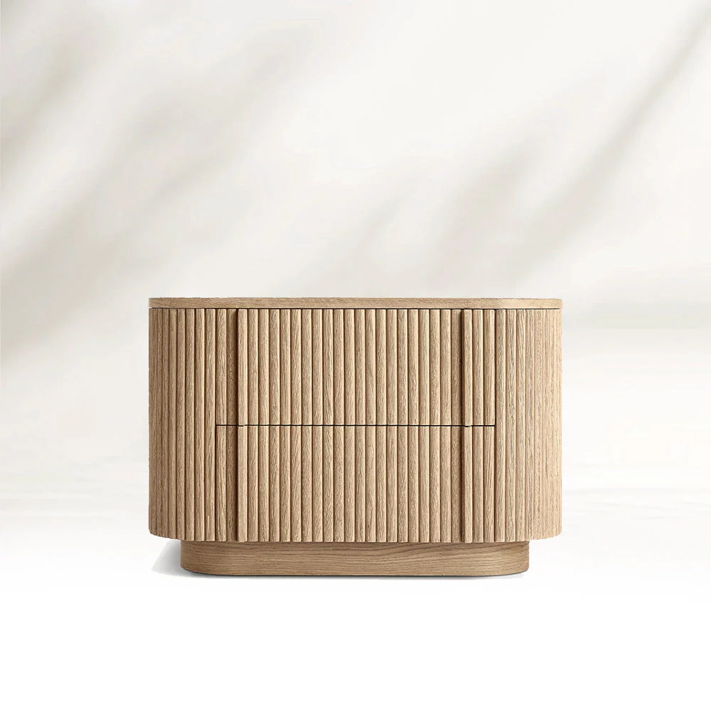 Vertikal - gestreifte gekrümmte Nachttisch