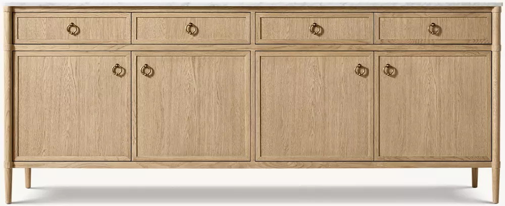 Aufbewahrungs-Sideboard mit Marmorplatte aus weißer Eiche