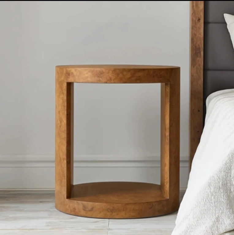 Luxus Burl Holz runder Nachttisch