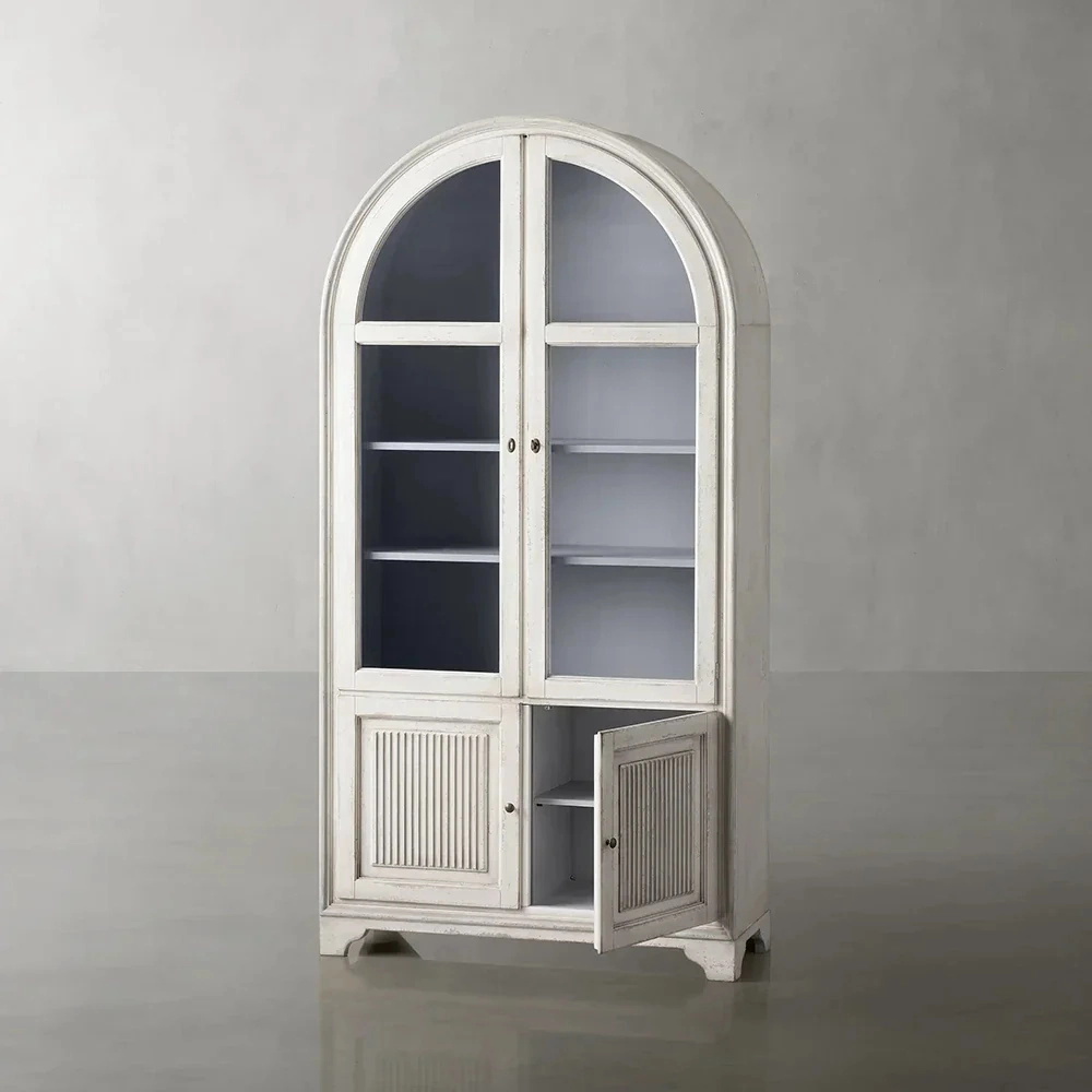 Wei&szlig;e Eiche Serenity Arc Glass Cabinet