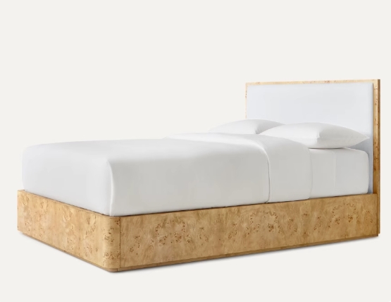 Baumrinde Finish Matt weiße Eiche Massivholz Panel Bett