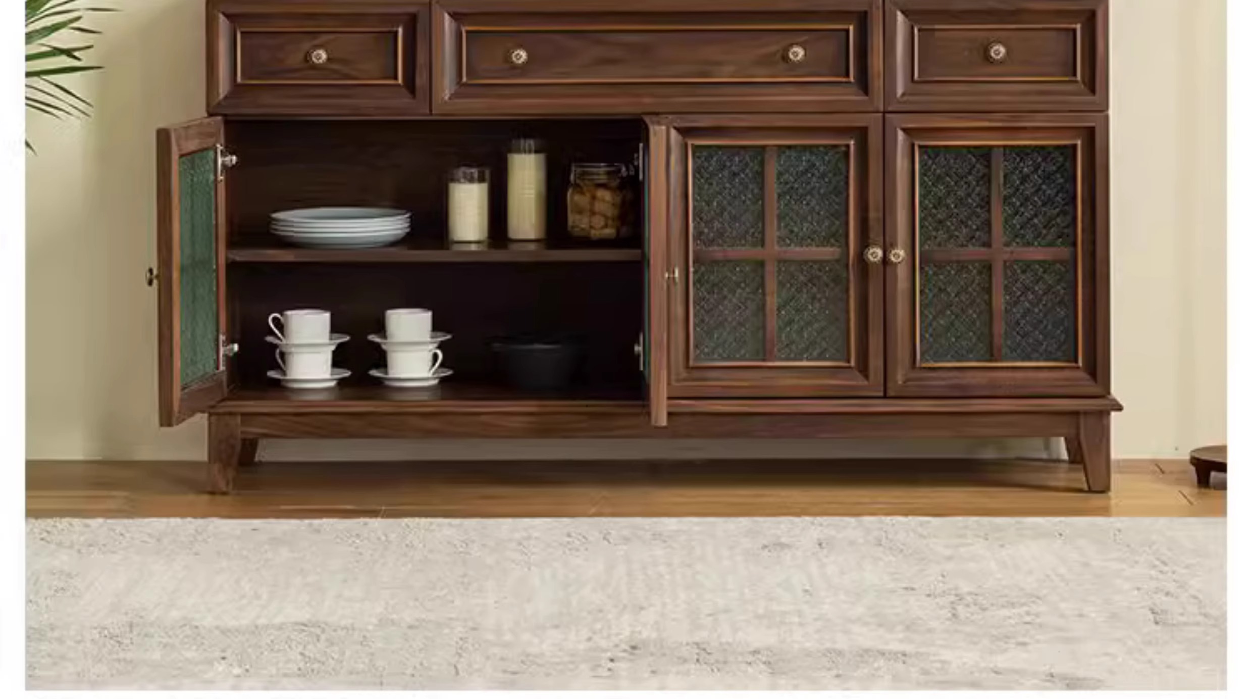 Schwarzes Walnuss -Massivholz -Sideboard