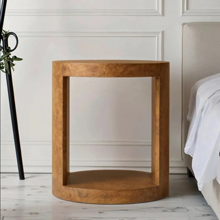 Luxus Burl Holz runder Nachttisch