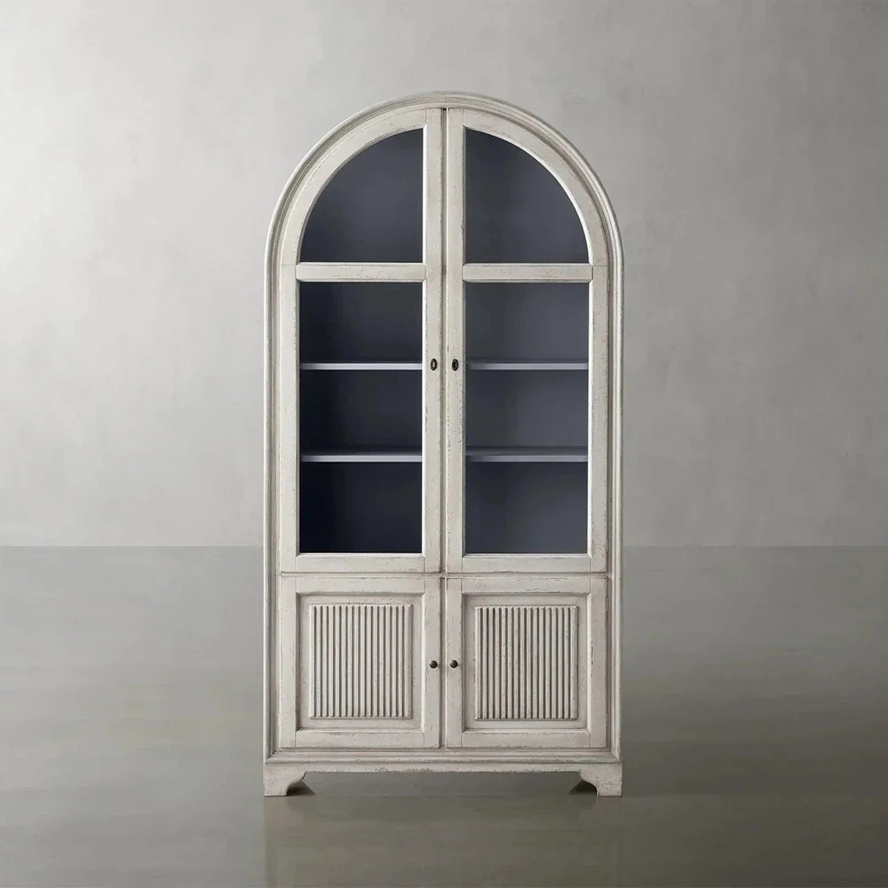 Wei&szlig;e Eiche Serenity Arc Glass Cabinet