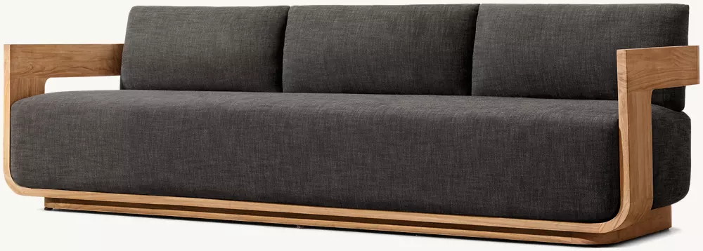 Handgefertigtes Dreisitzer-Außensofa aus Teakholz