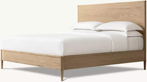 Bett aus massivem Weißeichenholz mit vollständiger Rückenlehne