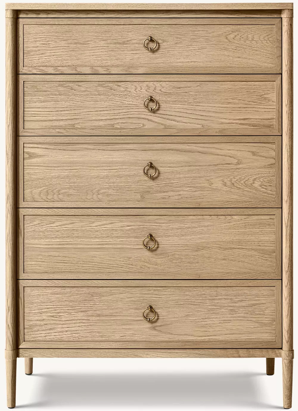 Schminktisch mit fünf Schubladen aus weißem Eichenfurnier