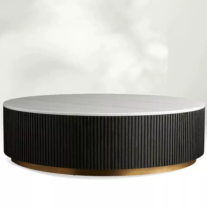 Marmor - Top Oak Couchtisch: Eine Symphonie von Materialien, neu definierende räumliche Textur