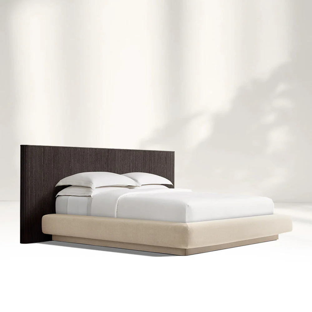 Erweiterter Holzbettrahmen mit Stoffbasis