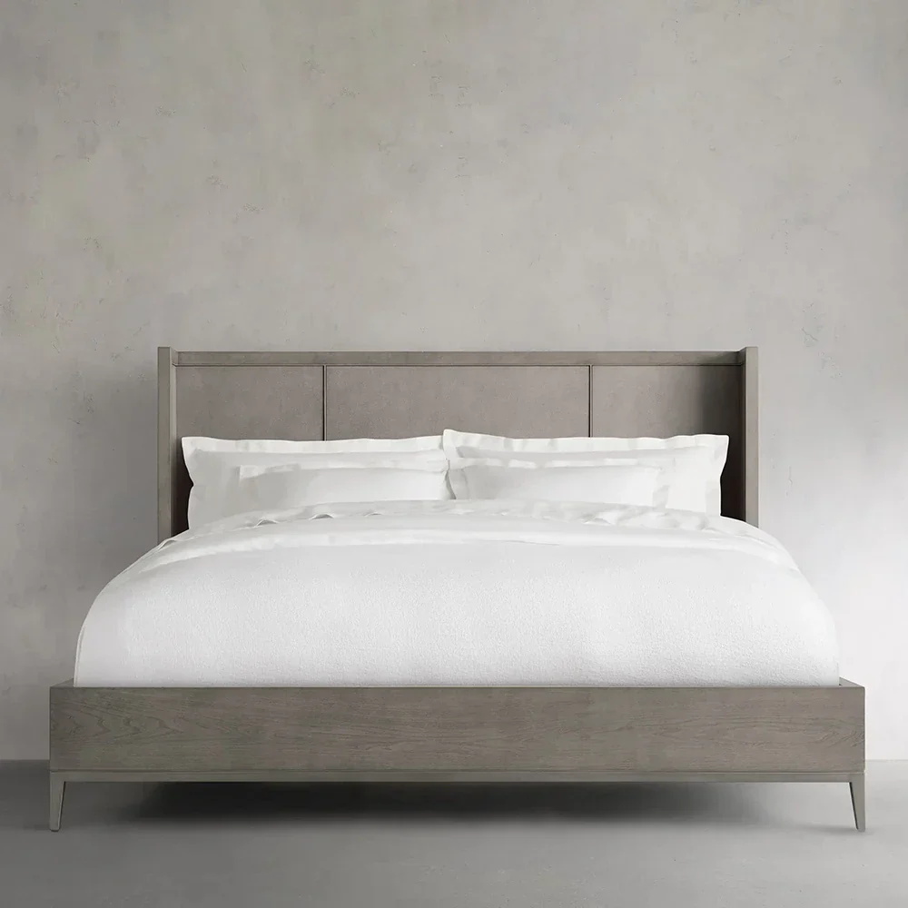 Vertikal - Graubett mit Tafel Kopfteil