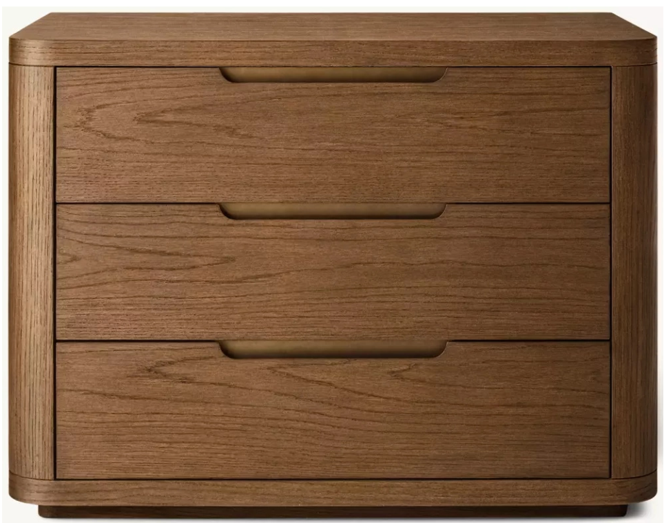 Nachttisch aus massivem Holz mit abgerundeten Kanten