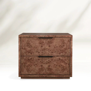 Luxus Burl Holz und Leder Nachttisch